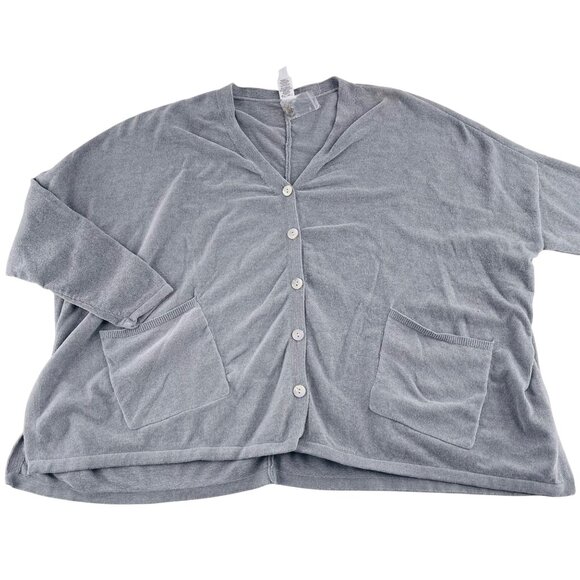 Marla Wynne Lounge Light Gray Button-Up Cardigan Sweater size Large NWOT - Picture 1 of 5